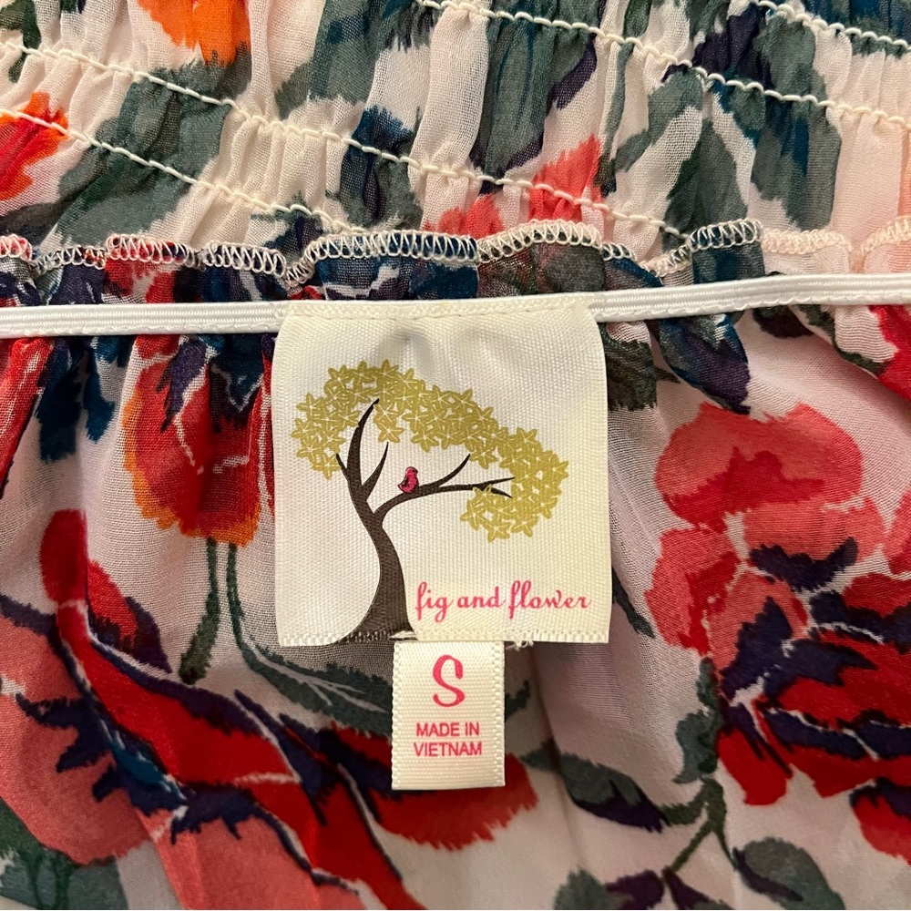 Fig & Flower Floral Block Print Vero Off the Shoulder Smocked Waist Maxi Dress - Picture 11 of 15